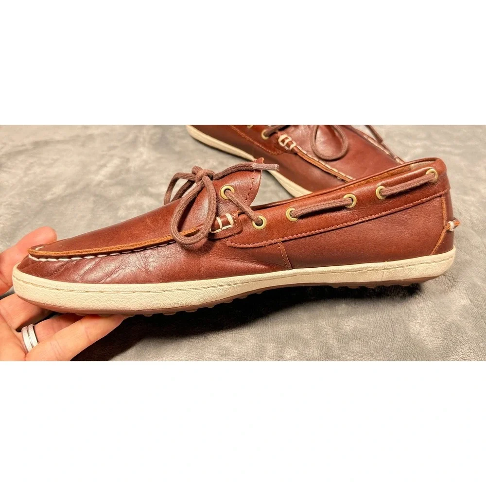 Cole Haan Boat Shoes Mens 10M Brown Leather Lace Up Deck Casual